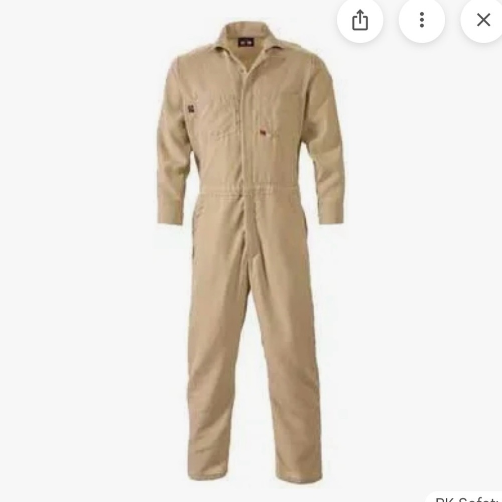 SAF-TECH Flame Resistant Workwear Tan Coverall Jumpsuit size XL NWT